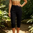 thumbnail image 2 of JIA JIA SHUANG Capri Pants for Women High Waisted Pull on Yoga Joggers Pants Slim Straight Leg Stretchy Workout Trousers with Side Pockets(Black,Medium), 2 of 6