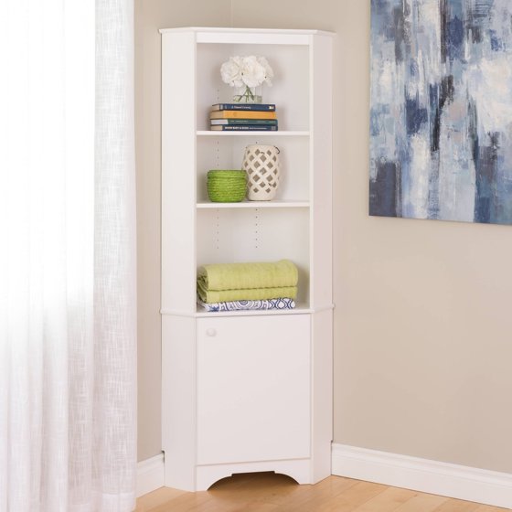 Elite Tall 1Door Corner Storage White