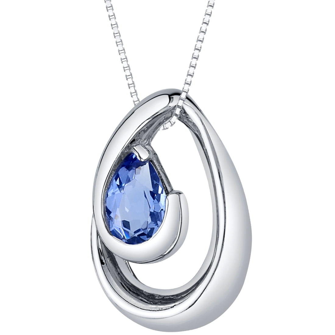 Solid Sterling Silver Rhodium Plated 5mm Purple Simulated Opal Pendant Necklace 