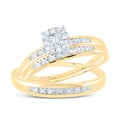 thumbnail image 4 of 10K Yellow Gold His Hers Round Diamond Solitaire Matching Wedding Set 1/12 Cttw, Womens Size: 5-10, Mens Size: 7-13, 4 of 4