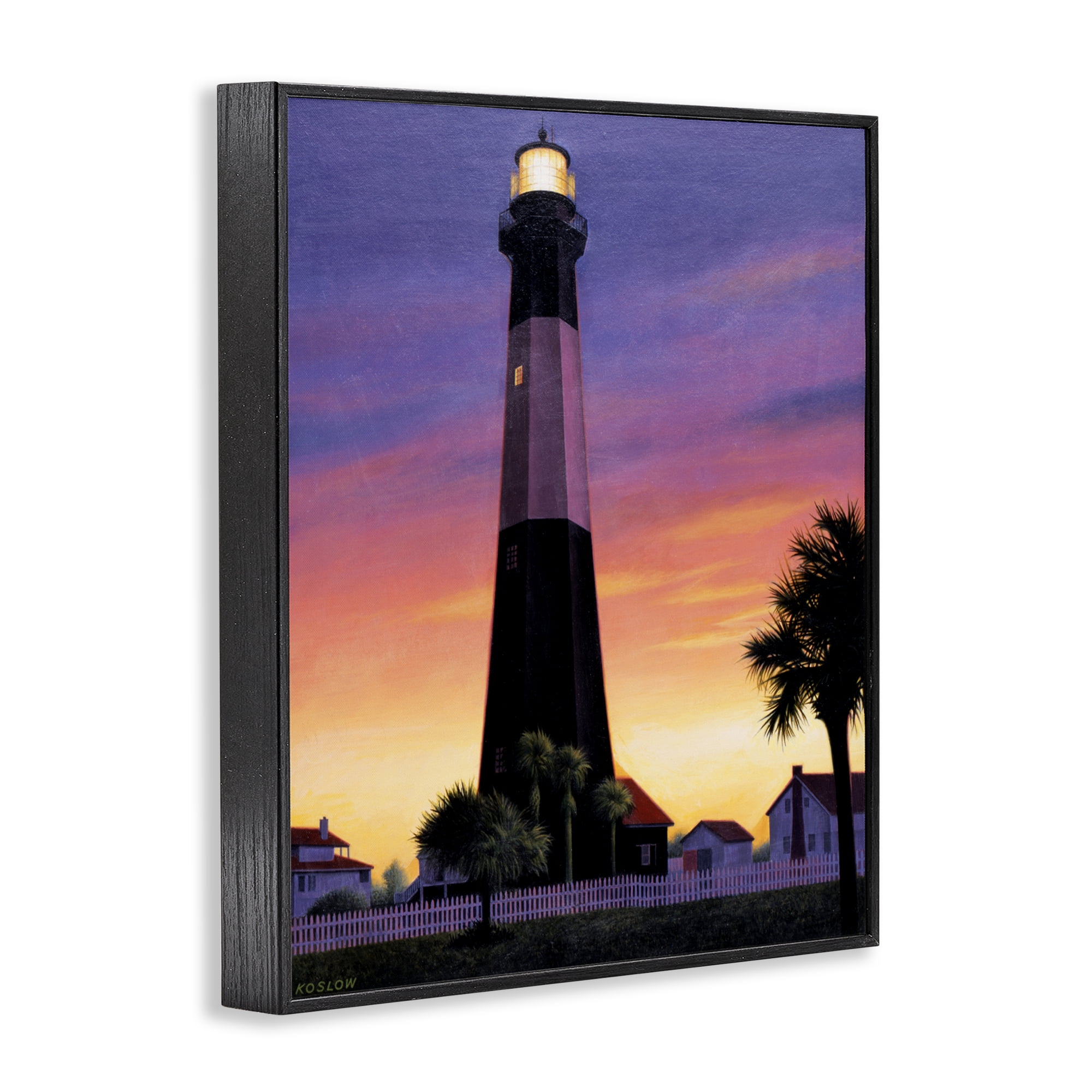 Georgia Tybee Island Lighthouse Black Framed Giclee Art, design by Wind River Studios