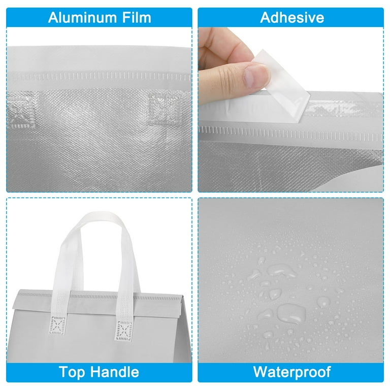 Insulated Take Away Bags 25 Pcs Thermal Bags 11.8 x 7.9 x 12.6