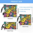 thumbnail image 3 of Haosy 3 Pack Reusable Ziploc Bags BPA Free Healthy Food Storage Bag Leakproof Sandwich Snack Freezer Bags Cat and Dog Graffiti, 3 of 7