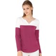 thumbnail image 1 of Camiseta De Manga Larga Con Cuello En V Y Henley Dividida Para Mujer Fucsia M, 1 of 6