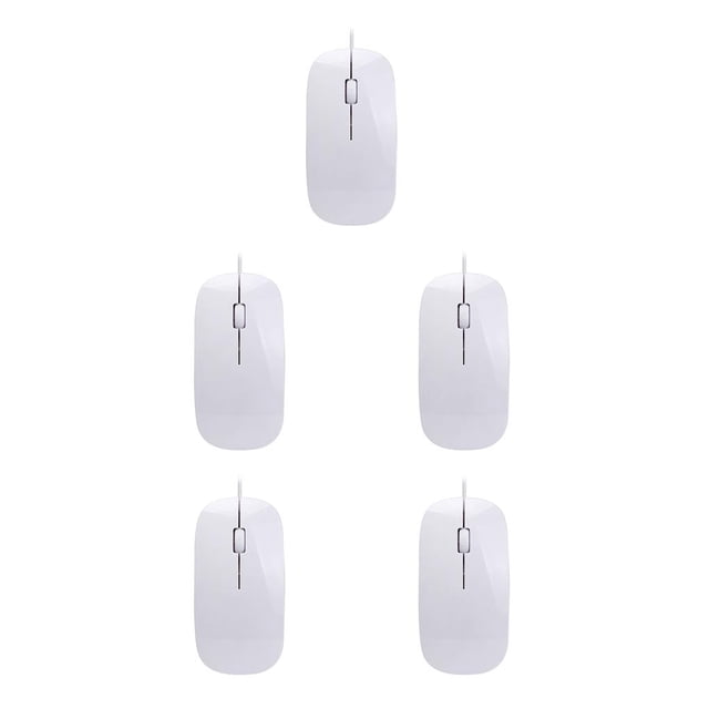 yingyy Mouse Wired Thin Computer Mouses Skin Touch Comfortable Computers Fitting Game Networking Keyboards Table Working White 5Set