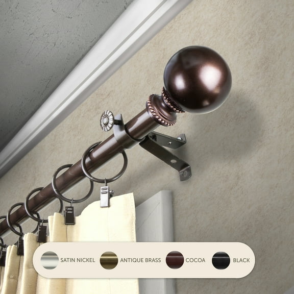 Domovina Elias 13/16" Single Curtain Rod-Color:Cocoa,Size:28-48"