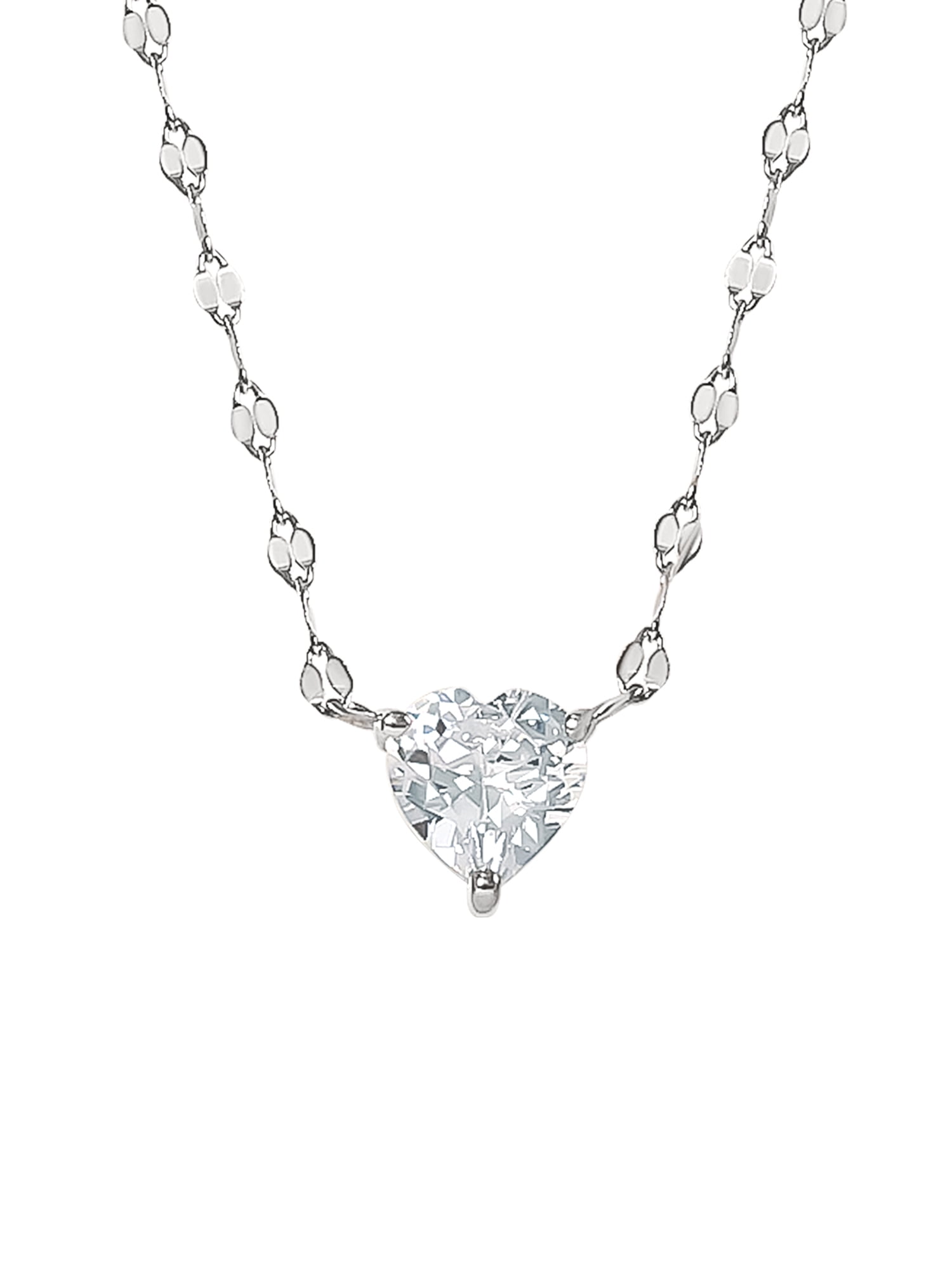 Brilliance Women's Jewelry Sterling Silver CZ Flower and Heart Necklace Set