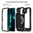 thumbnail image 2 of Heavy Duty Case for iPhone 13 Pro, Rugged PC Soft Silicone Shockproof Magnetic Triple-Layers Protective Cover Compatible with MagSafe Wireless Charging Military Grade Lens Protection Case,Black, 2 of 6