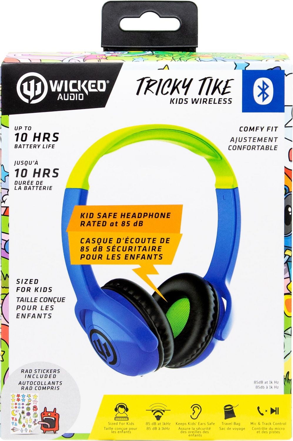Wicked Audio Tricky Tike Kid Safe Wireless Headphones, Kid Safe, Decibel Limiting