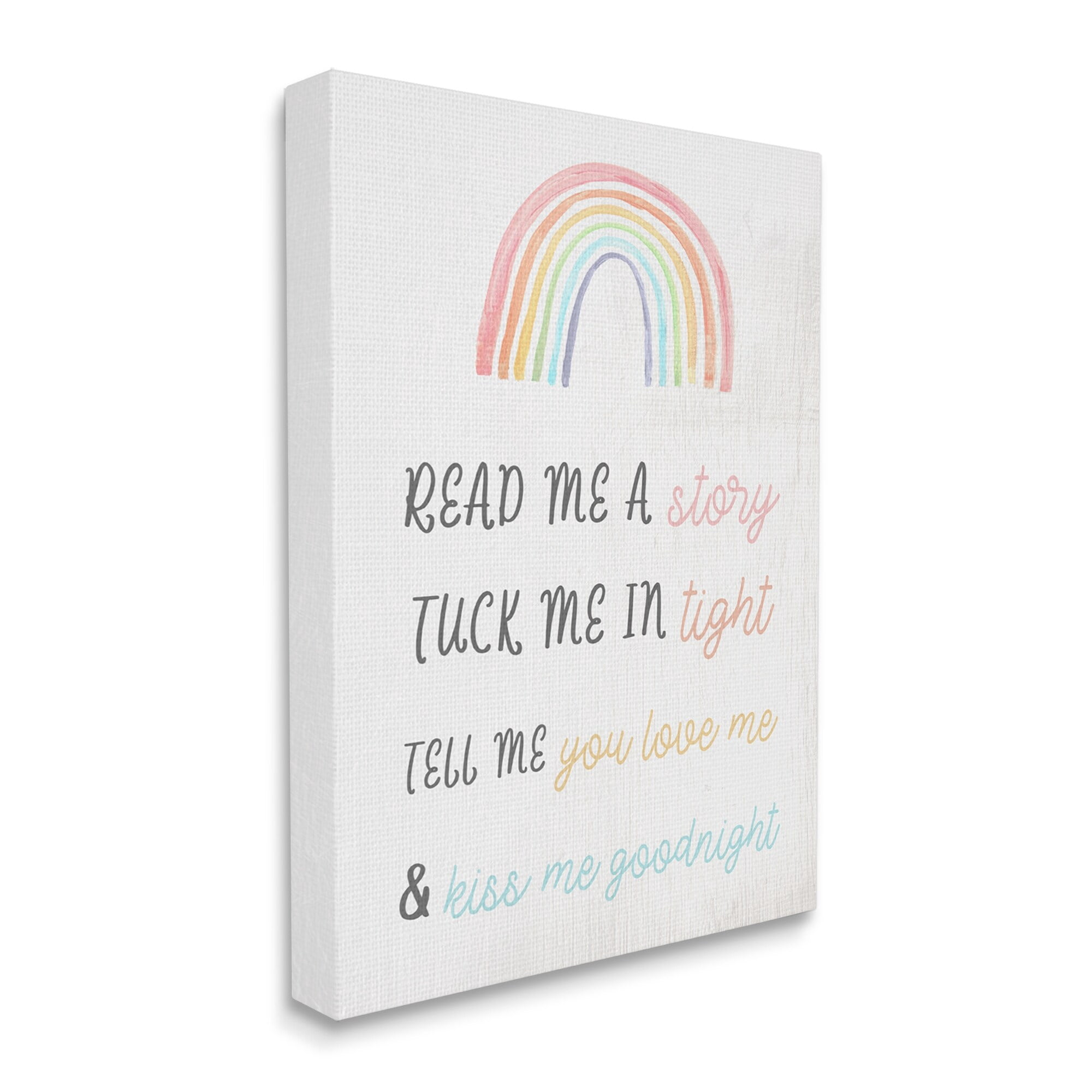 Stupell Indtries Kiss Me Goodnight Rainbow Children's Bedtime Sentiment,24 x 30,Design by Daphne Polselli