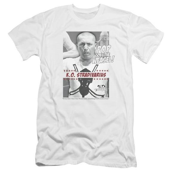 Three Stooges Weasel Premium Canvas Adult Slim Fit 30/1 T-Shirt White