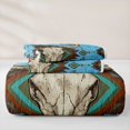 thumbnail image 5 of jejeloiu Bull Skull Pattern Bed Spread Queen Kids,Rustic Bohemian Exotic Aztec Queen Coverlet SetFor Men,3 Pieces, 5 of 7