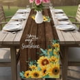 thumbnail image 4 of Sunflower Table Runner 70 Inches, Summer Botanical Yellow Floral Brown Wooden Bed Runner Dresser Scarves Tabletop for Indoor Outdoor Parties/Ceremony/Banquet, 13" x 70", 4 of 9