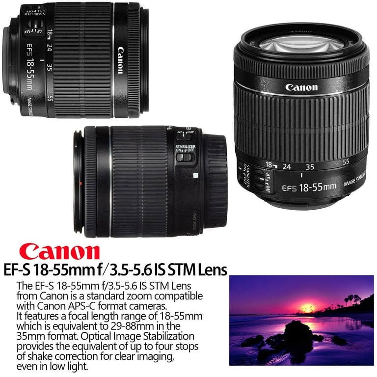 Canon EOS Rebel T6i DSLR Camera with 18-55mm Lens + Canon EF-S 55