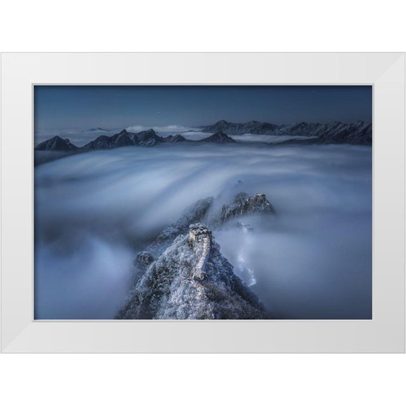 Cui, Yuan 14x11 White Modern Wood Framed Museum Art Print Titled - Flowing Clouds Pass over the Jian Kou Great Wall