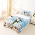 thumbnail image 5 of jejeloiu Beach Floral Vase Twin Sheets,Starfish Shell Print Bedding For Boys,Light Blue,3-Piece,1 Fitted Sheet and 1 Pillowcase, 5 of 6