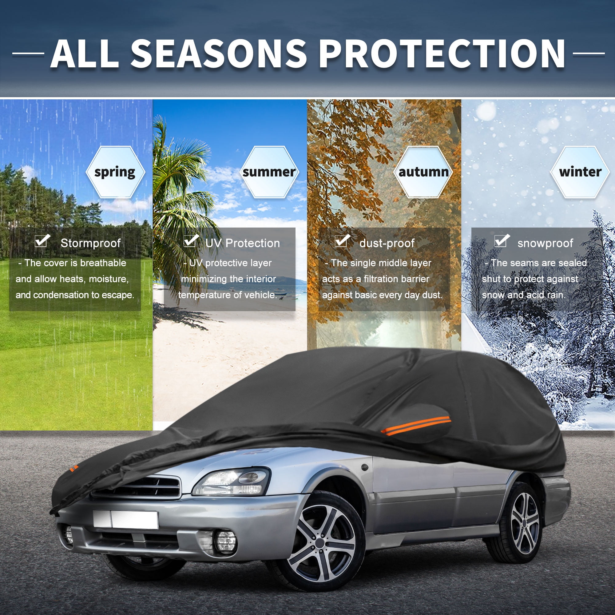 Unique Bargains Aluminum Car Cover for Subaru Legacy Wagon 192.91"x72.83"x53.15"