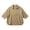 Khaki, variant on Women's Notch Collar 3/4 Sleeve Blouse, Half Open V Neck Curved Side Slit Hem Loose Linen Blend Casual Top, S-2XL