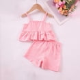 thumbnail image 6 of ITSAME Toddler Girls Outfit Set, Plaid Print Ruffled Camisole and Shorts Summer Casual Clothes 2-Piece Pink Size 4-5, 6 of 8