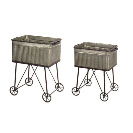 UPC 746427702751 product image for Set of 2 Coin Gray Vintage Style Distressed Metal Wash Tub Planters 24