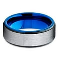thumbnail image 2 of Silly King Jewelry 8mm Blue Tungsten Wedding Band - Silver Brush - Black Tungsten Ring (8.5), 2 of 4