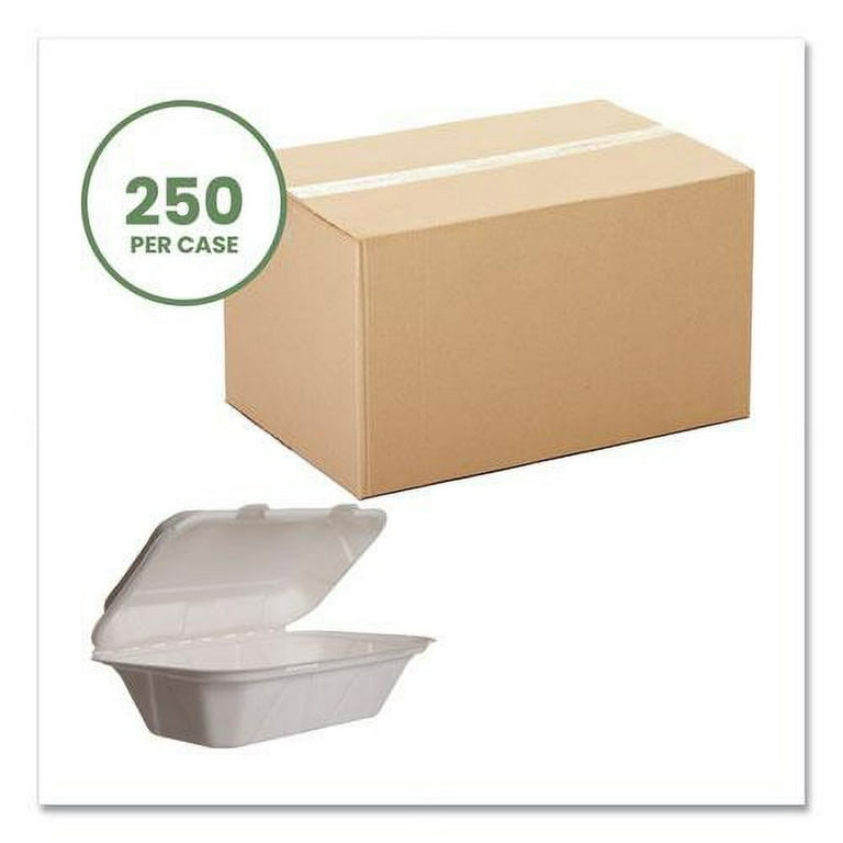Nourish Molded Fiber Takeout Containers, 5 x 9 x 2, White, Sugarcane, 250/Carton Nourish Molded Fiber Takeout Containers, 5 x 9 x 2, White, Sugarcane, 250/Carton