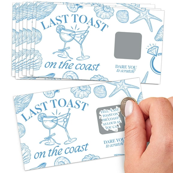 Big Dot of Happiness Last Toast on the Coast Scratch Off Dare Cards, Coastal Bride Beach Bachelorette Dare Party Game – 22 Count