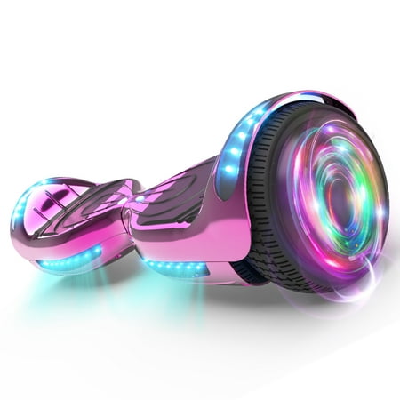 Hoverstar Flash Wheel Certified Hover board 6.5 In. Bluetooth Speaker with LED Light Self Balancing Wheel Electric Scooter , Chrome Pink
