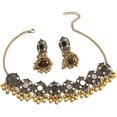 thumbnail image 2 of Traditional Bollywood Beaded Ball Jhumka Tribe Collar Necklace Dangle Drop Earrings Jewelry Set for Women Vintage Crystal CZ Indian Bell Adjustable Choker Necklaces Boho Bride Wedding Outfit, 2 of 8