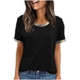 thumbnail image 2 of Tqcoqu Women's Metallic Trim T Shirt V Neck Short Sleeve Tee Casual Summer Tops,Black,Women's S-XXL, 2 of 7