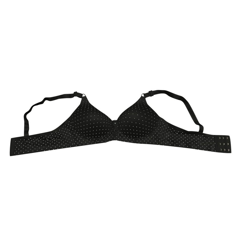 CLZOUD Full Support Bras for Women Black Nylon,Spandex Ladies Fashion  Lingerie Bra No Steel Ring Bra Comfortable Solid Color Breathable Push Up  Bra 36 
