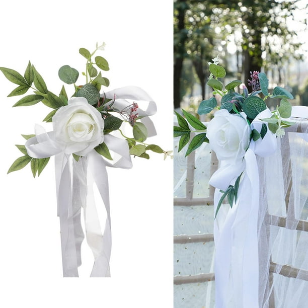 Aisle Back Flower, Artificial Rose Flower Aisle Pew Floral for Wedding