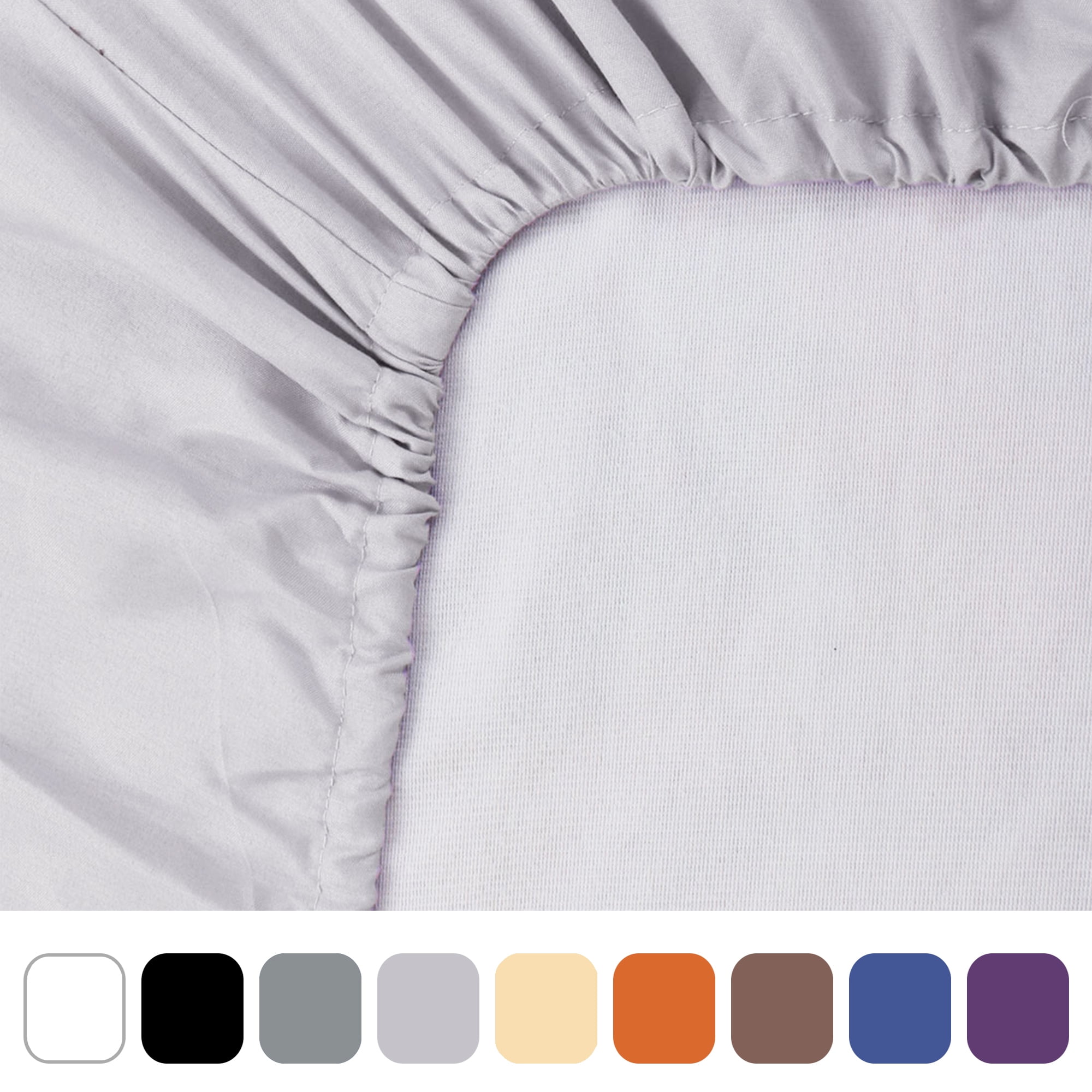 200TC Cotton Fitted Sheet with 15" Deep Pocket Breathable Durable