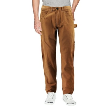 Men's 100% Cotton Classic Fit Work Jeans Hammer Loop Carpenter Denim Pants (Camel, 32W x30L)