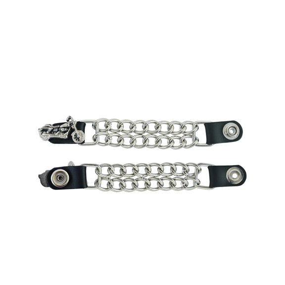 Daniel Smart Motorcycle Vest Extender Double Chain with Unique Designs with Leather Snap Buttons