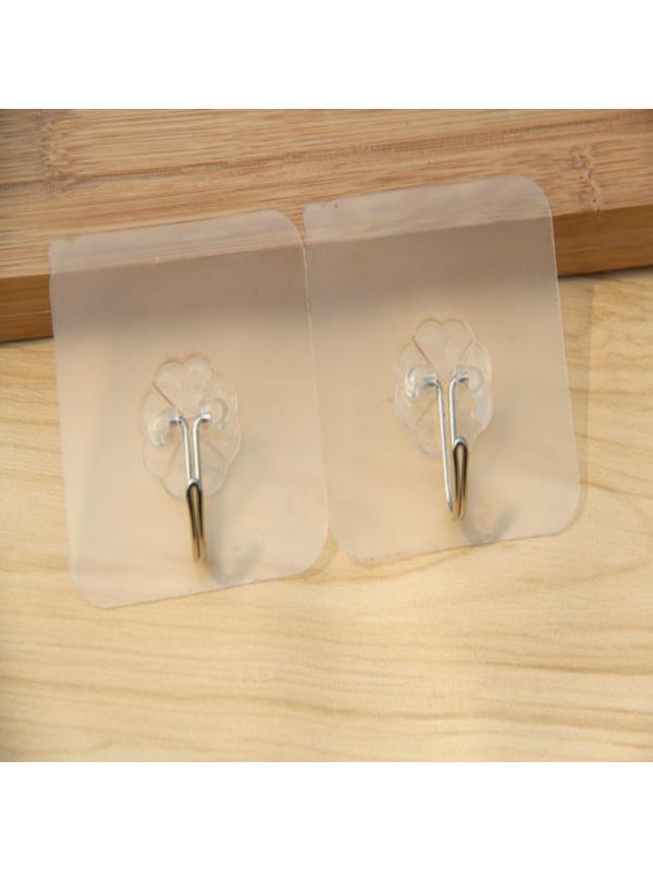 1/2/4/6 Pack Wall Hooks 22lb(Max) Transparent Reusable Seamless Hooks, Waterproof and Oilproof, Bathroom Kitchen Heavy Duty Self Adhesive Hooks - image 4 of 6