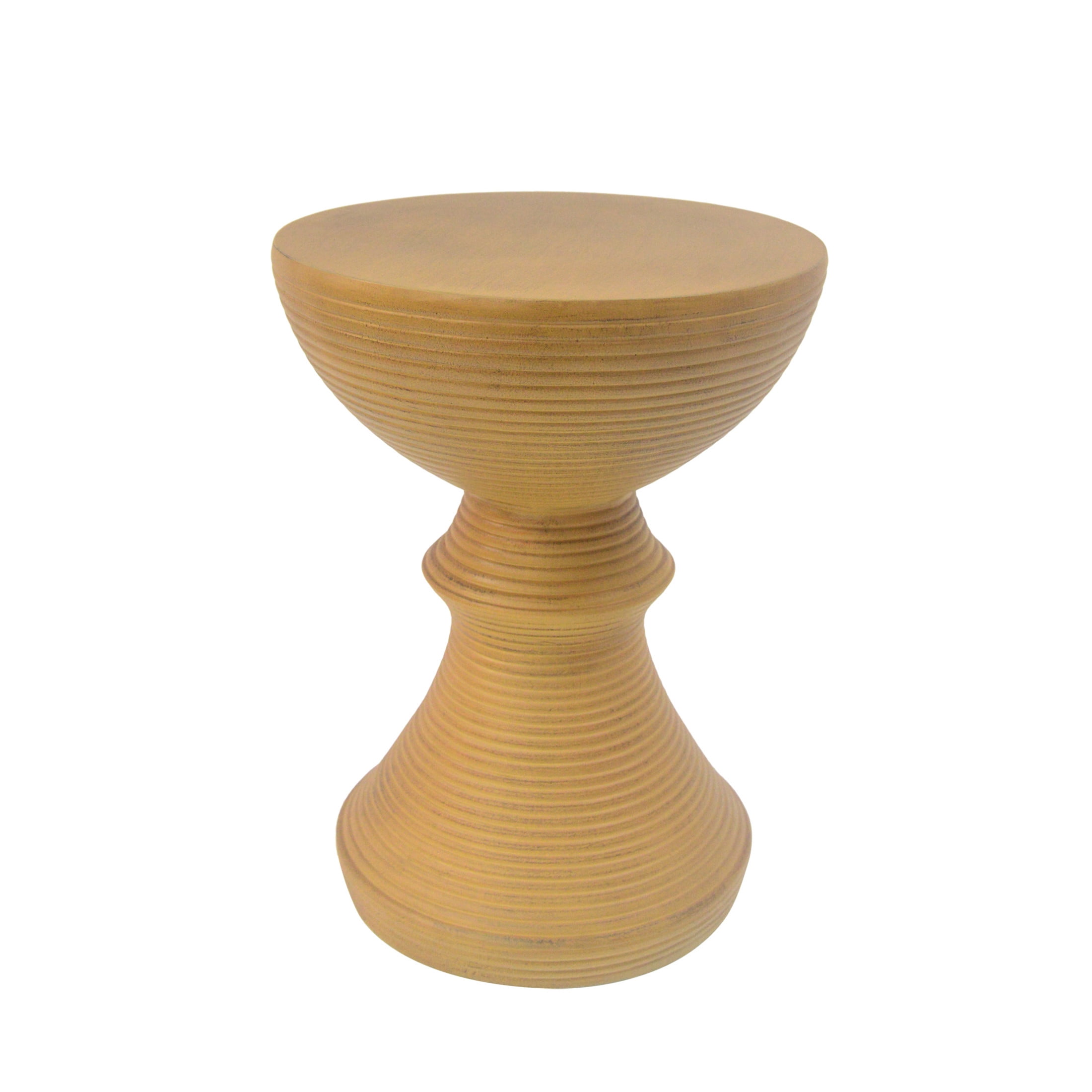 Christopher Knight Home 16" Outdoor Lightweight Concrete Ribbed Hourglass Accent Side Table, Natural