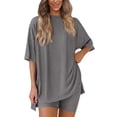 thumbnail image 1 of Set de salón Outfit PRETTYGARDEN de 2 piezas para mujer 2025, gris oscuro, 1 of 6
