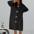 thumbnail image 2 of MGDXOX Long Sleeve Velvet Warm Nightgowns for Women V Neck Lapel Bow Nightshirts Winter Warm Cute Pullover Pajamas Sleep Dress Black M, 2 of 9