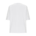 thumbnail image 5 of FRSASU Women's Loose Cotton Linen T-shirt Half Sleeve Tops Round Neck Solid Color Shirts White, 5 of 6