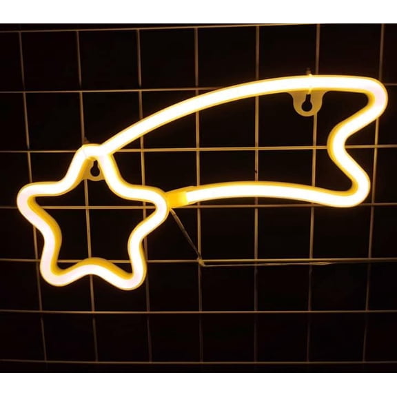 Zhangyh LED Neon Sign,Meteor Neon Sign Night Light Wall LED Neon Lamp USB Battery Powered Led Neon Light Sign for Home Bedroom Bar Party Decoration