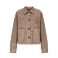 thumbnail image 4 of Tqcoqu Suede Jackets for Women,2026 Casual Button Down Cropped Jacket,Fall Long Sleeve Outerwear Coats Work Office Clothes, 4 of 4