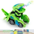 thumbnail image 3 of Toy Cars for Boys 3-6 Year Old Girls with LED Light and Music, Automatic Transforming Dinosaur Car Toys Birthday Gifts for Kids Toddlers, Green, 3 of 7