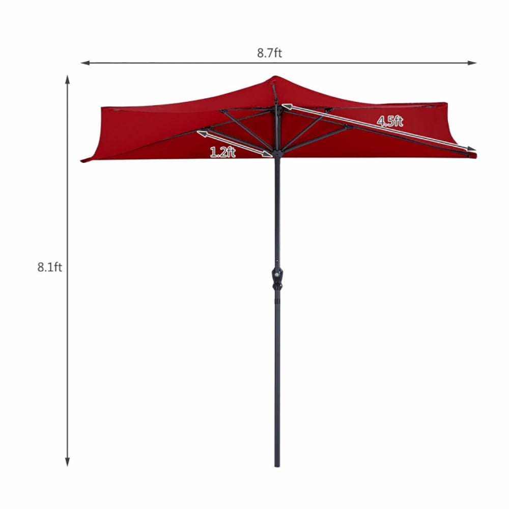 Aimee Lii 9Ft Patio Bistro Half Round Umbrella, Table Umbrella Outdoor Patio, Red Aimee Lii 9Ft Patio Bistro Half Round Umbrella, Table Umbrella Outdoor Patio, Red
