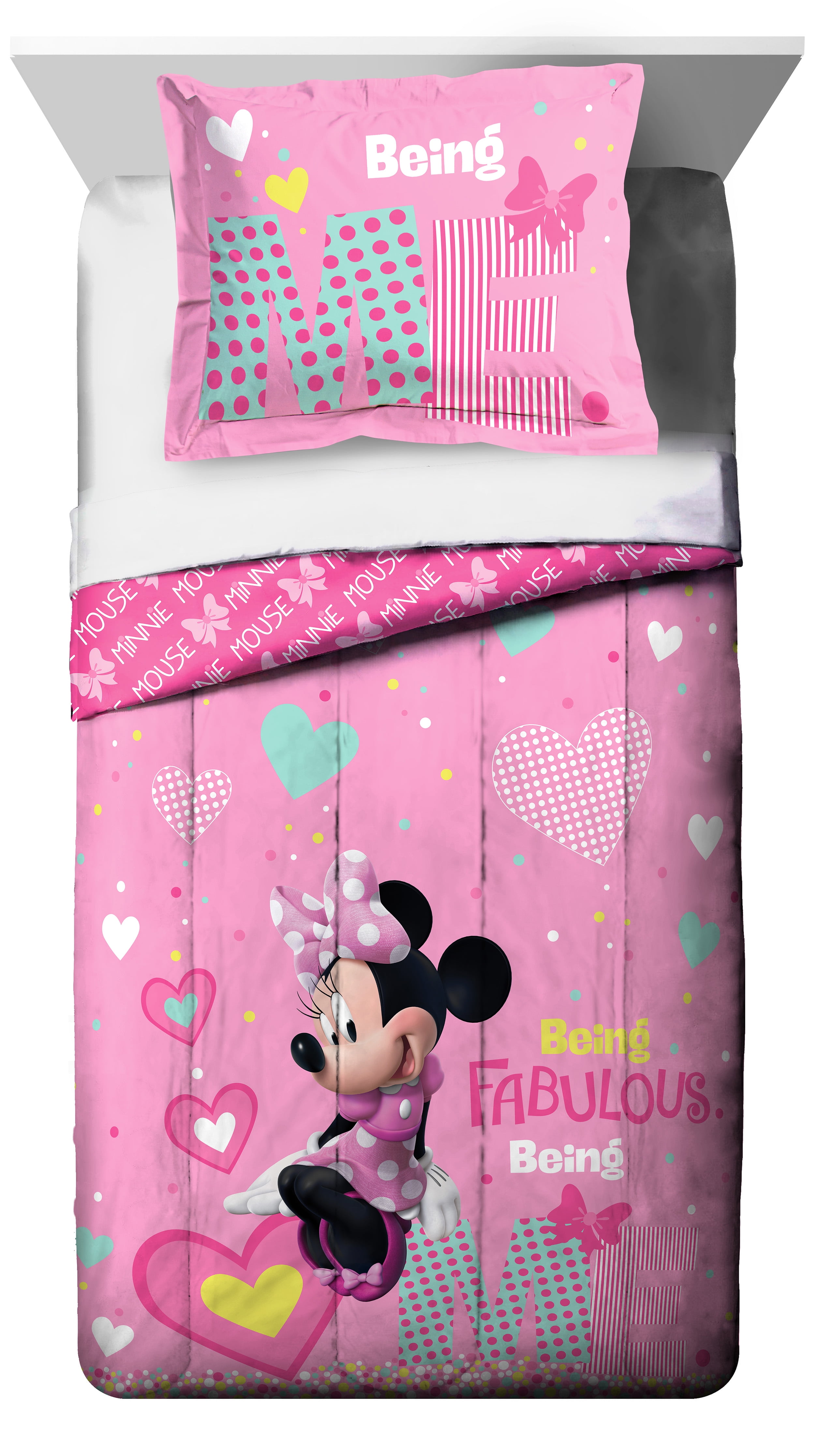 Twin Disney Minnie Bow Just Faux Fun Reversible Comforter