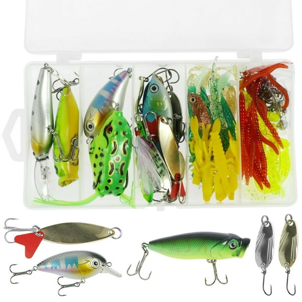 84/109/164Pcs Fishing Lure Set for Beginners Soft and Hard Lure Baits Set  Mixed Colorful Metal Fishing Lures Life-Like 3D Fishing Lures with Storage