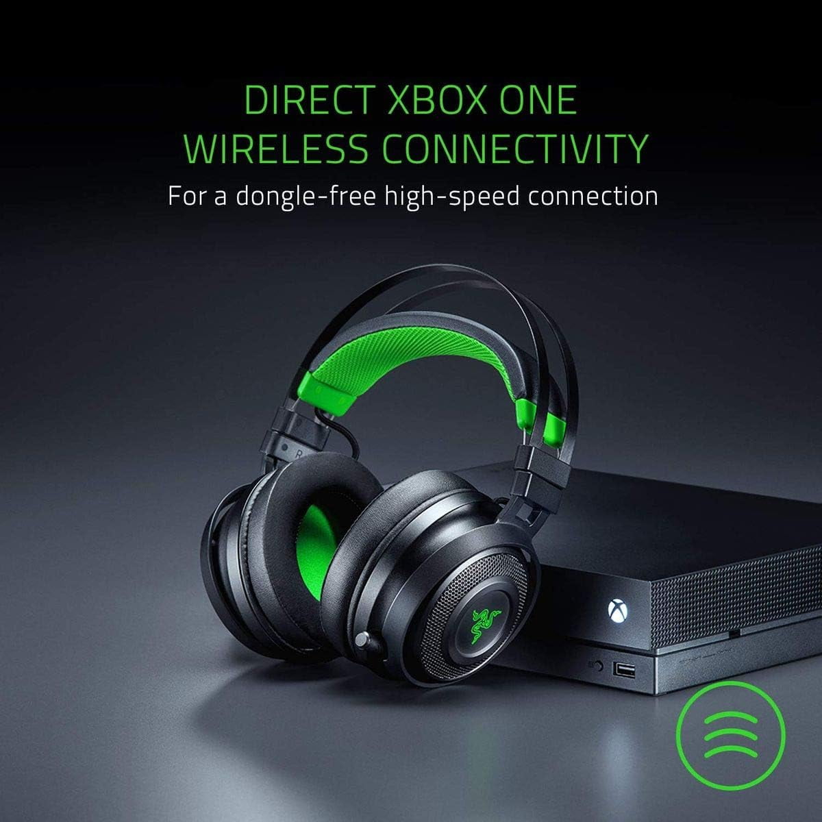 Razer Nari Ultimate Wireless 7.1 Surround Sound Gaming Headset Auto Adjust Headband Retractable Mic for Xbox Series X S Xbox One Black Green