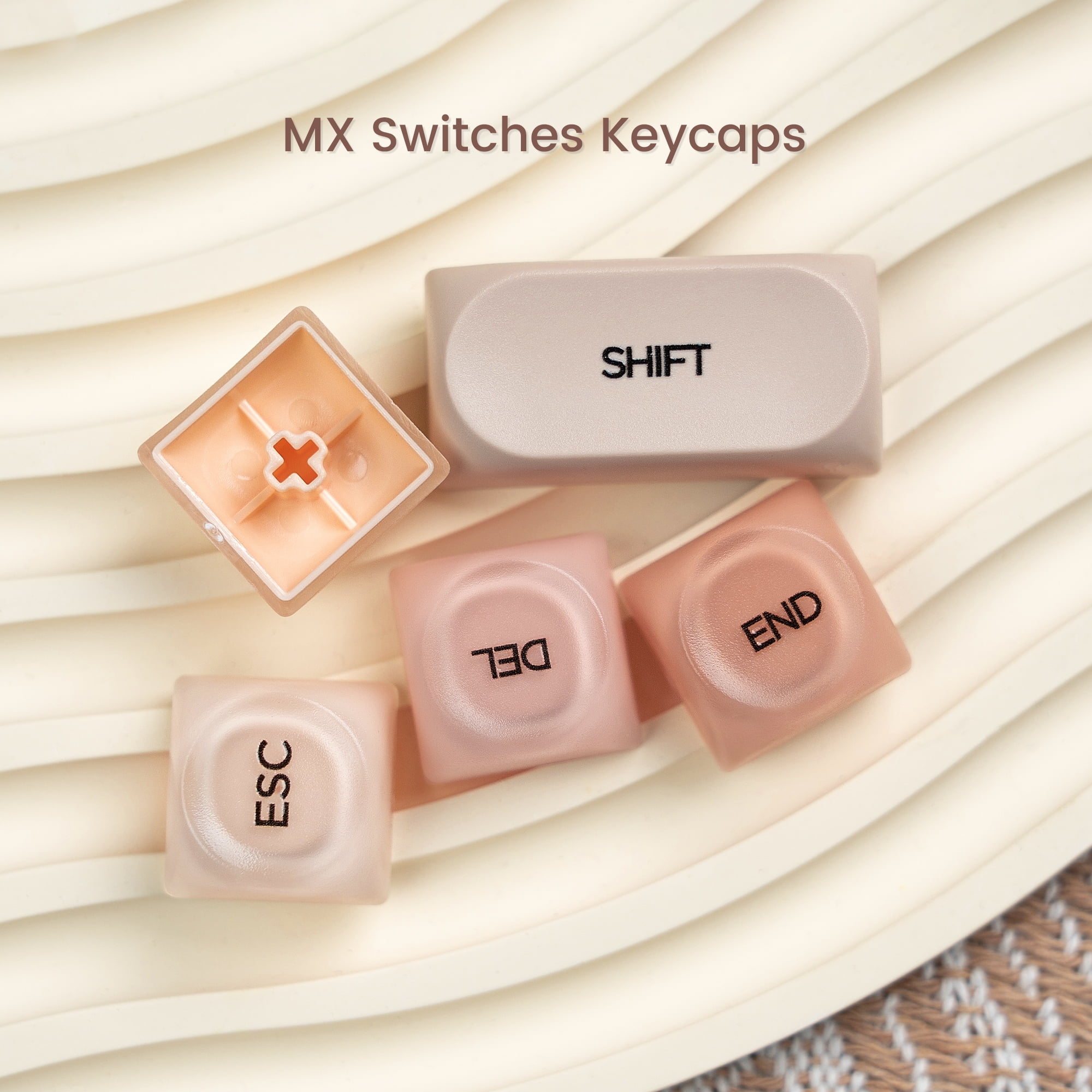 COSTOM PBT Keycaps, Jelly Keycaps Creamy MOA Profile, 132 Keys Translucent Cute Custom Key caps for Cherry Gateron MX Swithes Mechanical Keyboards, Flesh Pink