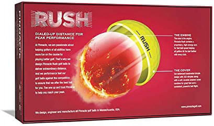 Pinnacle Rush Longer Distance Golf Balls, Yellow, 12 Pack