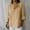 Khaki, variant on Linen Shirts for Women Button Down Shirts Short Sleeve Cotton Collared V Neck Solid Casual Blouses with Pocket